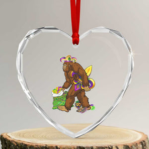 Funny Bigfoot Carnival Mardi Gras Party Heart Crystal Glass Ornament TS11 Transparent Glass 3'' Heart Print Your Wear