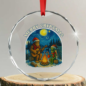 Funny Bigfoot Christmas Crystal Glass Ornament Sasquatch Alien Merry Cryptmas TS14 Transparent Glass 3'' Circle Print Your Wear