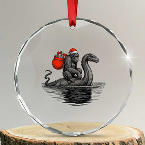 Funny Bigfoot Christmas Crystal Glass Ornament Sasquatch Loch Ness Cryptid Xmas TS14 Transparent Glass 3'' Circle Print Your Wear