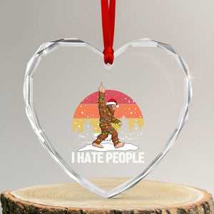 Funny Bigfoot Christmas Heart Crystal Glass Ornament I Hate People TS14 Transparent Glass 3'' Heart Print Your Wear