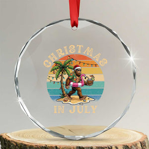 Funny Bigfoot Christmas In July Beach Vacation Crystal Glass Ornament TS14 Transparent Glass 3'' Circle Print Your Wear