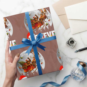 Funny Bigfoot Christmas Wrapping Paper Roll Believe Santa Sasquatch Xmas Reindeer Sleigh TS11 Mocha Print Your Wear