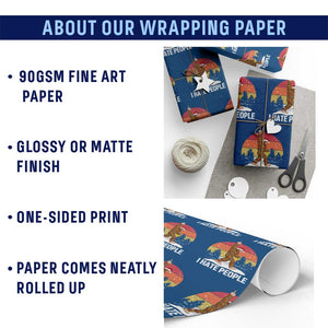 Funny Bigfoot Christmas Wrapping Paper Roll I Hate People TS14 Print Your Wear