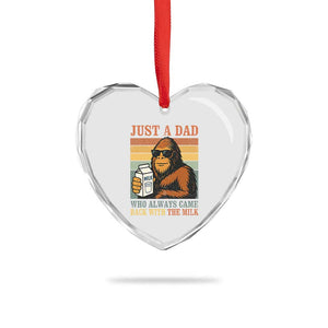 Funny Bigfoot Dad Heart Crystal Glass Ornament Just A Dad Who Always Came Back With The Milk Retro Father's Day TS02 Print Your Wear