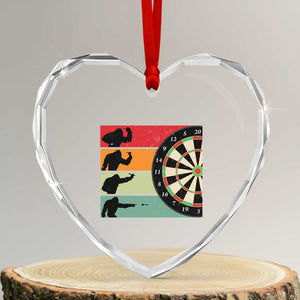 Funny Bigfoot Dart Player Crytid Sunset Retro Vintage Heart Crystal Glass Ornament Dartist Gift TS12 Transparent Glass 3'' Heart Print Your Wear