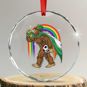 Funny Bigfoot Drinking Beer Crystal Glass Ornament St Patricks Day Soccer Lover TS12 Transparent Glass 3'' Circle Print Your Wear