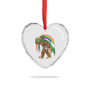 Funny Bigfoot Drinking Beer Heart Crystal Glass Ornament St Patricks Day Soccer Lover TS12 Print Your Wear