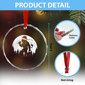 Funny Bigfoot Fishing Christmas Crystal Glass Ornament Sasquatch Moon Fisherman TS14 Print Your Wear