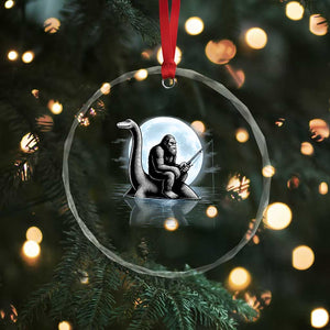 Funny Bigfoot Fishing Crystal Glass Ornament Sasquatch Riding Nessie Cryptid Moon Night TS14 Print Your Wear