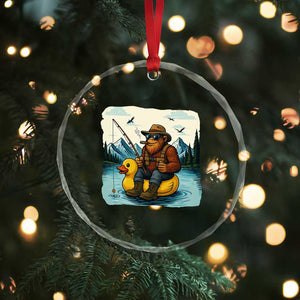 Funny Bigfoot Fishing Crystal Glass Ornament Sasquatch Sitting Rubber Duckie Cruise TS14 Print Your Wear