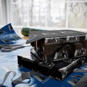 Funny Bigfoot Fishing Wrapping Paper Roll Bassquatch Sasquatch In The Forest Yeti TS10 Black Print Your Wear