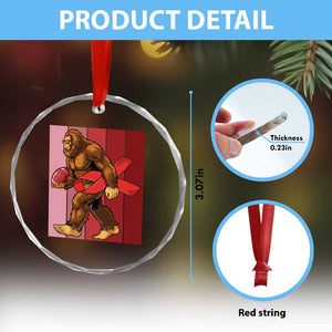 Funny Bigfoot Football HIV Awareness Crystal Glass Ornament Red Ribbon Retro Vintage Style Gift TS12 Print Your Wear