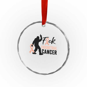 Funny Bigfoot Fuck Endometrial Cancer Awareness Gift Crystal Glass Ornament