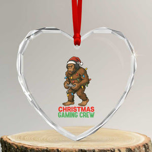 Funny Bigfoot Gamer Christmas Heart Crystal Glass Ornament TS14 Transparent Glass 3'' Heart Print Your Wear