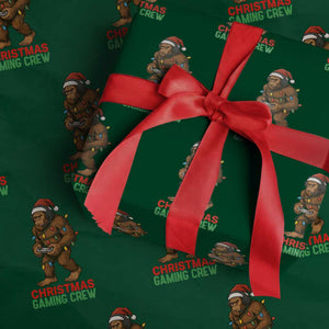 Funny Bigfoot Gamer Christmas Wrapping Paper Roll TS14 Green Print Your Wear
