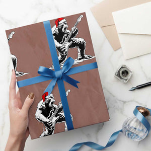 Funny Bigfoot Guitar Wrapping Paper Roll Rock and Roll Christmas TS14 Mocha Print Your Wear
