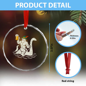 Funny Bigfoot Loch Ness Monster Oktoberfest Crystal Glass Ornament German Oktoberfest Sasquatch Drinking TS10 Print Your Wear