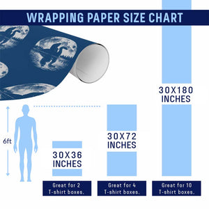 Funny Bigfoot Loch Ness Monster Wrapping Paper Roll Retro Sasquatch Nessie Funny Cryptid Moon TS10 Print Your Wear