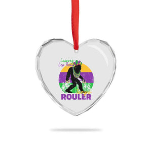 Funny Bigfoot Mardi Gras Heart Crystal Glass Ornament Laissez Les Bons Temps Rouler Bald Cypress TS11 Print Your Wear
