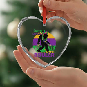 Funny Bigfoot Mardi Gras Heart Crystal Glass Ornament Laissez Les Bons Temps Rouler Bald Cypress TS11 Print Your Wear