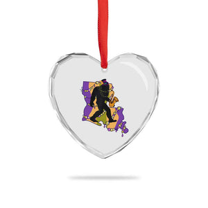 Funny Bigfoot Mardi Gras Louisiana Map Jazz Music Heart Crystal Glass Ornament TS11 Print Your Wear