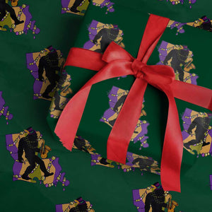 Funny Bigfoot Mardi Gras Louisiana Map Jazz Music Wrapping Paper Roll TS11 Green Print Your Wear