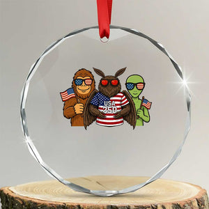 Funny Bigfoot Mothman Alien Crystal Glass Ornament USA 250th Anniversary TS12 Transparent Glass 3'' Circle Print Your Wear