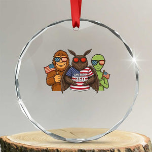 Funny Bigfoot Mothman Alien Crystal Glass Ornament USA 250th Anniversary TS12 Transparent Glass 3'' Circle Print Your Wear