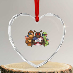 Funny Bigfoot Mothman Alien Heart Crystal Glass Ornament USA 250th Anniversary TS12 Transparent Glass 3'' Heart Print Your Wear