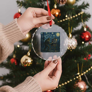 Funny Bigfoot Painting Starry Night Art Parody Gift Crystal Glass Ornament TS12 Print Your Wear