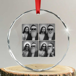 Funny Bigfoot Photobooth Christmas Crystal Glass Ornament Sasquatch Jesus Christian Xmas TS14 Transparent Glass 3'' Circle Print Your Wear
