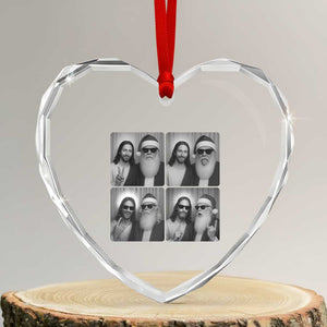 Funny Bigfoot Photobooth Christmas Heart Crystal Glass Ornament Sasquatch Jesus Christian Xmas TS14 Transparent Glass 3'' Heart Print Your Wear