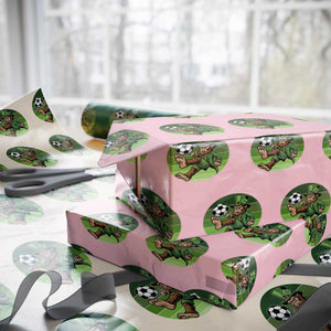 Funny Bigfoot Playing Soccer Wrapping Paper Roll St Patricks Day TS12 Light Pink Print Your Wear