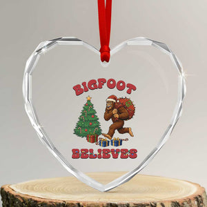 Funny Bigfoot Santa Believes Six Seven Meme Heart Crystal Glass Ornament Trendy Gen Z Xmas Gift TS12 Transparent Glass 3'' Heart Print Your Wear