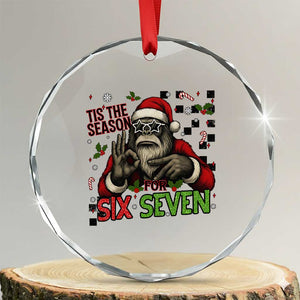 Funny Bigfoot Santa Tis The Season For Six Seven Meme Crystal Glass Ornament Christmas Gift TS12 Transparent Glass 3'' Circle Print Your Wear