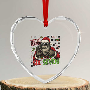 Funny Bigfoot Santa Tis The Season For Six Seven Meme Heart Crystal Glass Ornament Christmas Gift TS12 Transparent Glass 3'' Heart Print Your Wear