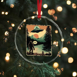 Funny Bigfoot Sasquatch Alien Spaceship UFO Introvert Bruh Crystal Glass Ornament TS11 Print Your Wear
