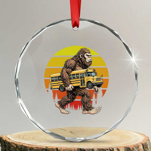 Funny Bigfoot School Bus Lover Crystal Glass Ornament Sasquatch Back To School Vintage Gift
