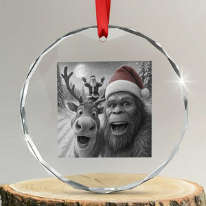 Funny Bigfoot Selfie Christmas Crystal Glass Ornament Santa Reindeer Sasquatch Xmas TS14 Transparent Glass 3'' Circle Print Your Wear