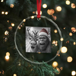 Funny Bigfoot Selfie Christmas Crystal Glass Ornament Santa Reindeer Sasquatch Xmas TS14 Print Your Wear