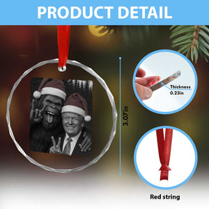 Funny Bigfoot Selfie Christmas Crystal Glass Ornament Sasquatch Trump Meme TS14 Print Your Wear