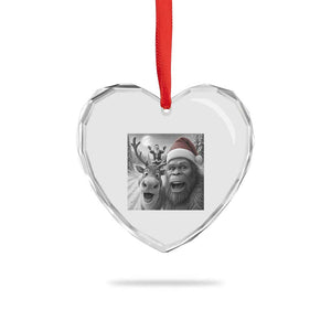 Funny Bigfoot Selfie Christmas Heart Crystal Glass Ornament Santa Reindeer Sasquatch Xmas TS14 Print Your Wear