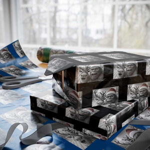 Funny Bigfoot Selfie Christmas Wrapping Paper Roll Santa Reindeer Sasquatch Xmas TS14 Black Print Your Wear