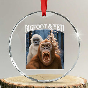 Funny Bigfoot Selfie Crystal Glass Ornament Sasquatch Yeti Christmas TS14 Transparent Glass 3'' Circle Print Your Wear