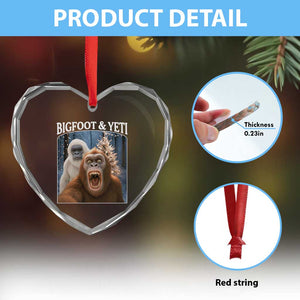 Funny Bigfoot Selfie Heart Crystal Glass Ornament Sasquatch Yeti Christmas TS14 Print Your Wear