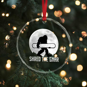 Funny Bigfoot Snowboarding Crystal Glass Ornament Shred The Gnar Moon Snowboard TS11 Print Your Wear