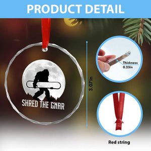 Funny Bigfoot Snowboarding Crystal Glass Ornament Shred The Gnar Moon Snowboard TS11 Print Your Wear