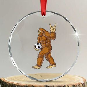 Funny Bigfoot Soccer Player Crystal Glass Ornament Folklore Cryptid Gift TS12 Transparent Glass 3'' Circle Print Your Wear