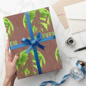 Funny Bigfoot St Patricks Day Wrapping Paper Roll Sasquatch Hiding Moon Forest Meme TS14 Mocha Print Your Wear
