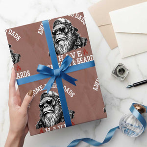 Funny Bigfoot Stepdad Wrapping Paper Roll Awesome Bonus Dads Have Tattoos And Beards